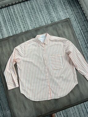 AYR Peach & White Striped Button-Down Shirt